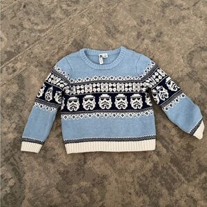 Janie and Jack Light Blue & Navy Stormtrooper Fair Isle Knit Sweater